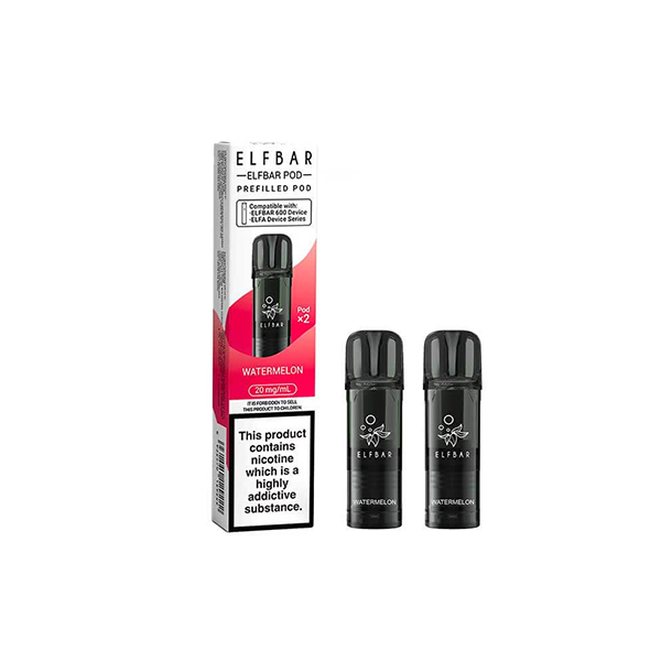 20mg Elf Bar 600 Prefilled Pods 2ml 1200 Puffs - 2 Pcs