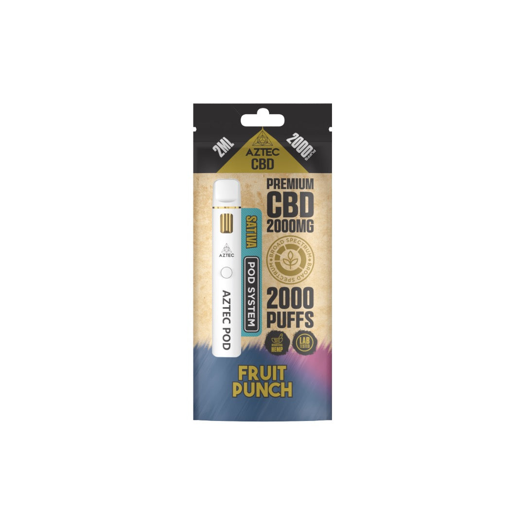 Aztec CBD 2000mg Broad Spectrum Starter Pro Pod Vape Kit 2000 Puffs