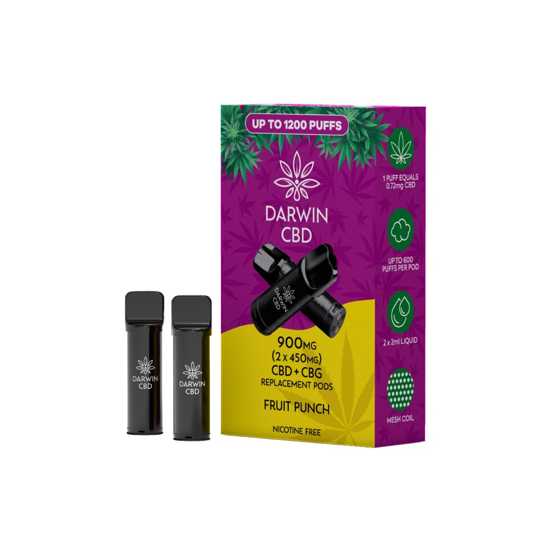 900mg Darwin CBD Prefilled Replacement Pods 1200 Puffs - 2 Pcs