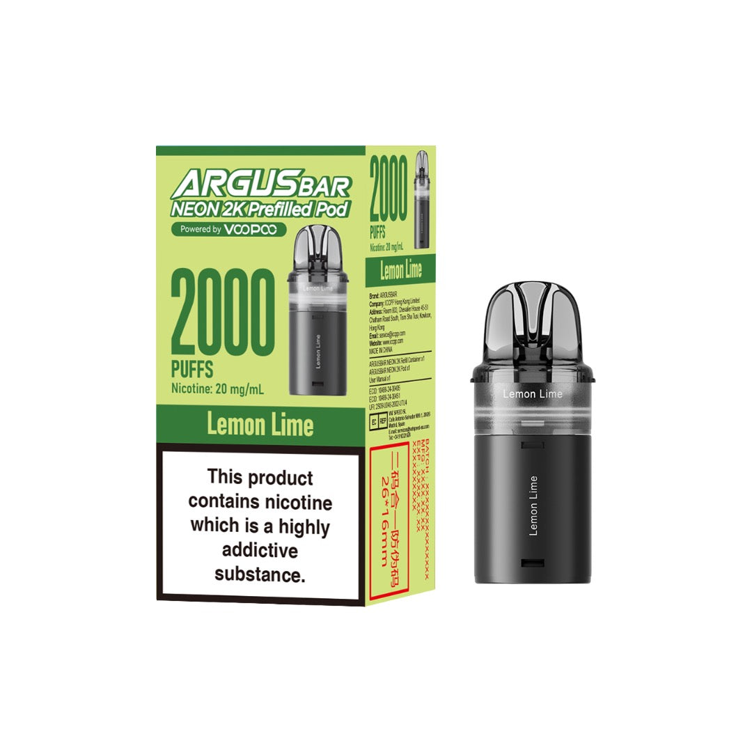 20mg Voopoo Argus Bar Neon 2K Prefilled Pods