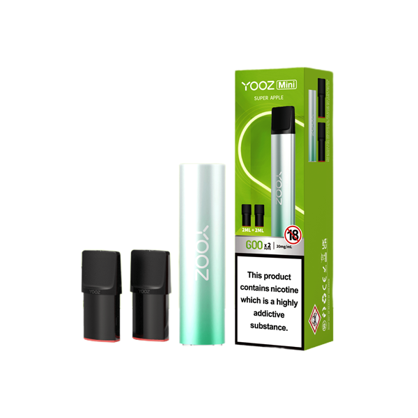 20mg Yooz Mini Rechargeable Device & Vape Pods x2 600 Puffs