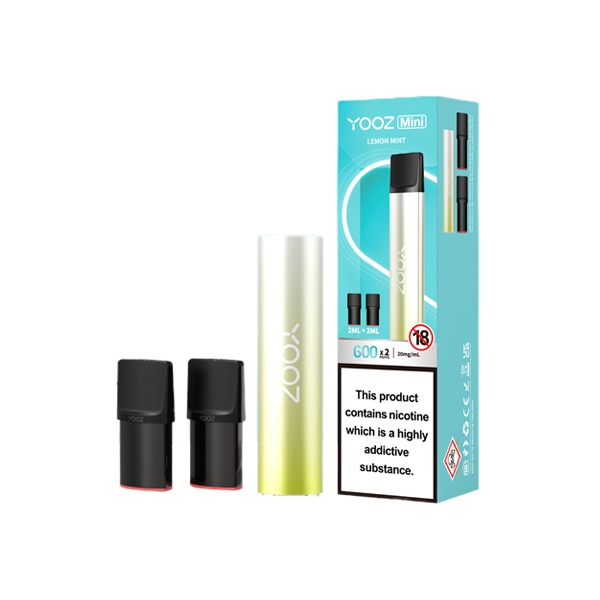 20mg Yooz Mini Rechargeable Device & Vape Pods x2 600 Puffs